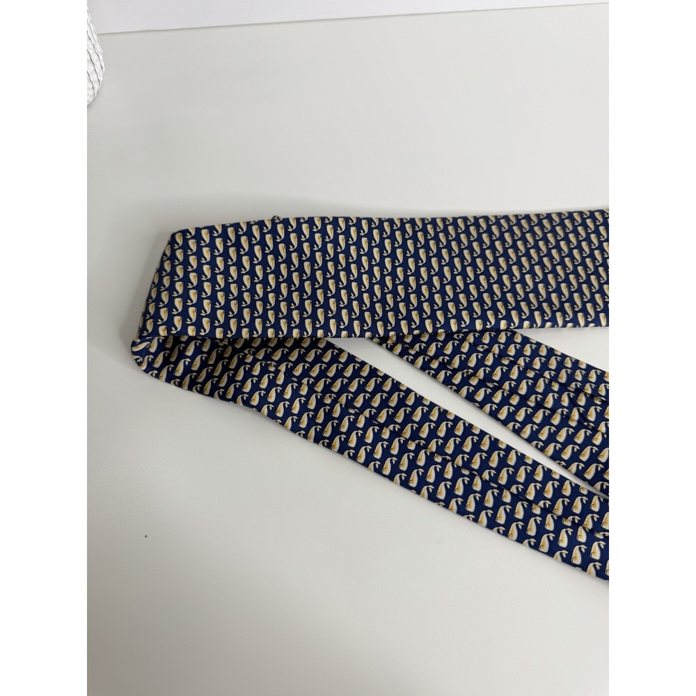 NEW Sero Men Navy Whale Print Silk Necktie Preppy Nautical Coastal 3 3/8 X 60 - Picture 8 of 8